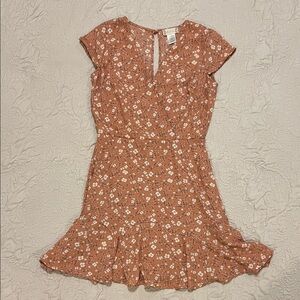Altar'd State Rust Floral Short-Sleeve Mini Dress